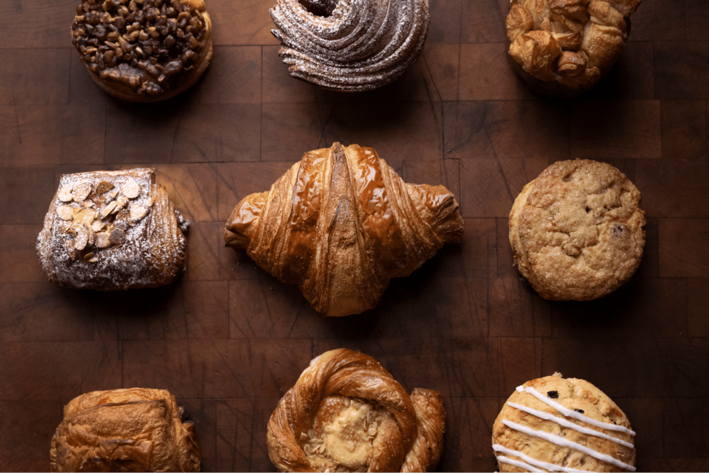 Assorted pastries bread alone