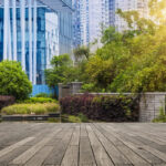 Green area near office in Shanghai