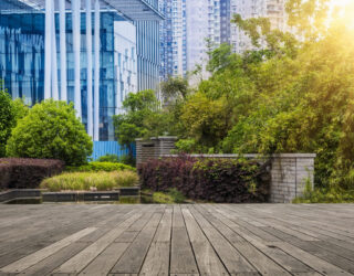 Green area near office in Shanghai